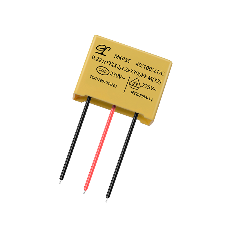 X2Y2 Umrisszeichnung eines metallisierten Polypropylenfolienkondensators der Klasse x2Y2